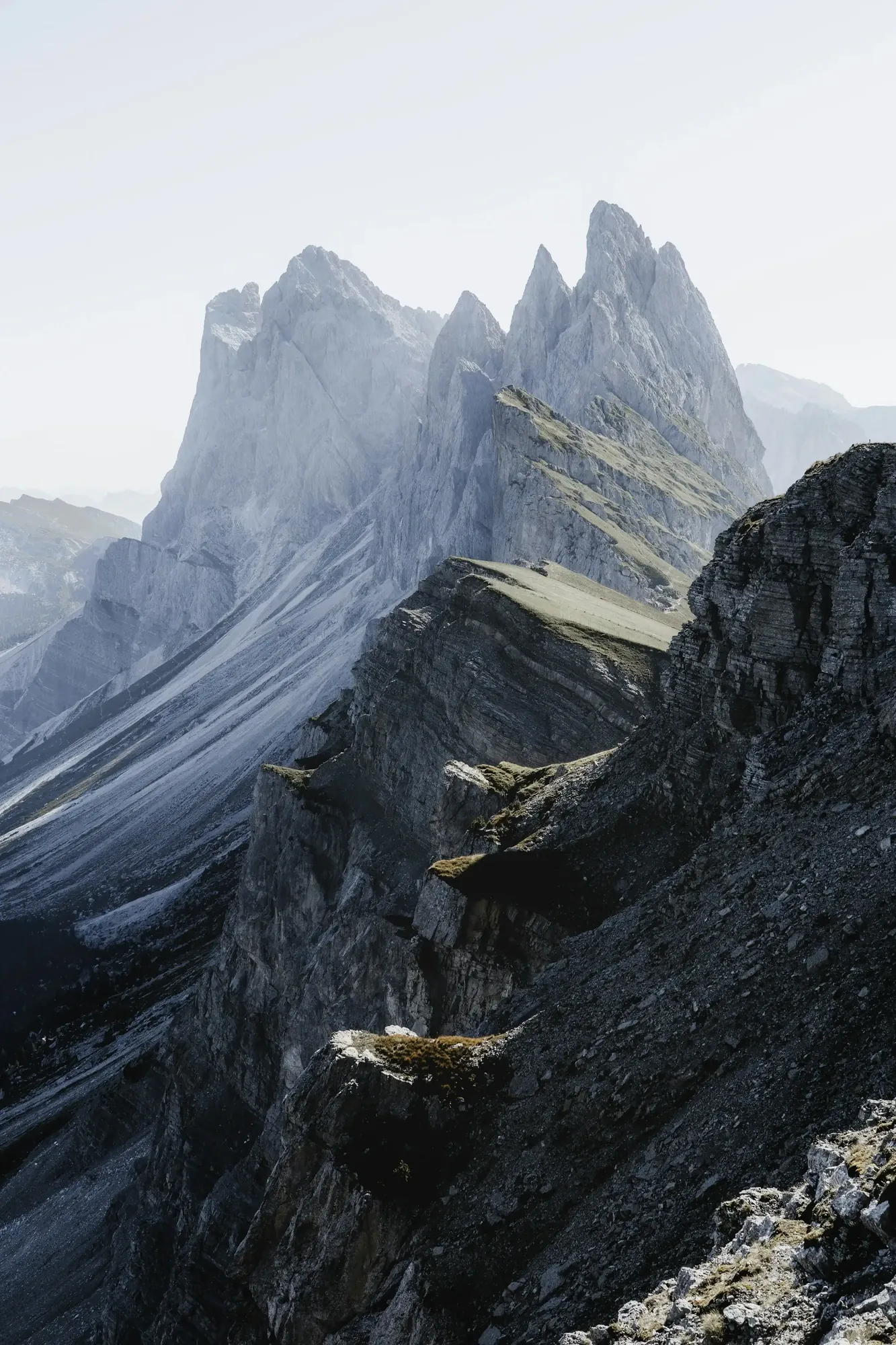 La cresta rocciosa del Seceda nelle Dolomiti